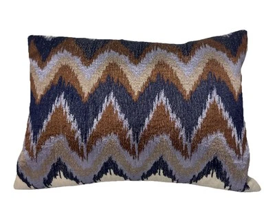 Kim Seybert  Bolster Pillow Boho Cheveron Silk Thread 16"X12"X6 - Image 1 of 4