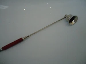 Quality Candle Holder & Snuffer With Wood Handle Silver Nickel Nice Gift - Picture 1 of 7