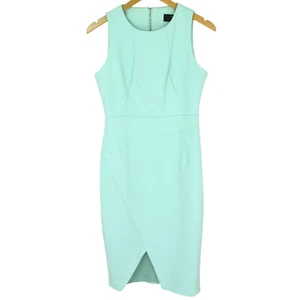 Cue Mint Green Cotton Blend Sleeveless Midi Sheath Dress Size 10 - Picture 1 of 6