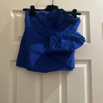 Topshop petite blue cropped ruffle top UK 6 - Image 1 of 4