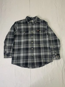 Carhartt Heavy Flannel Shirt Jacket Black Plaid Men's Size L Cotton S145BLK - Picture 1 of 7