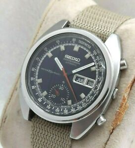 Vtg chronograph seiko 6139 - 6010 Bruce Lee automatic gray dial  working 