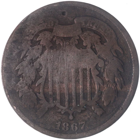 1867 (P) Two Cent Coin About Good AG See Pics O826 Cover