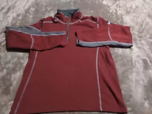 Kuhl Quarter Zip Mens Medium Red Burgundy Pullover Polyester Logo Hiking Fleece - Picture 1 of 12