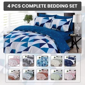 4 Piece Complete Bedding Set Duvet Cover Set With Fitted Bed Sheet & Pillowcases - Picture 1 of 64