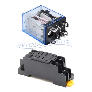 24V 110V AC/DC Coil Power Relay LY2NJ MY4NJ DPDT 8Pin HH62P JQX-13F + Base US - Picture 1 of 15