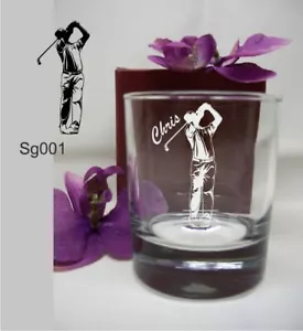PERSONALISED ENGRAVED GOLF DESIGN WHISKY/ SPIRIT GLASS BIRTHDAY / ANY OCCASION - Picture 1 of 10