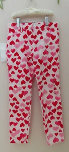 NWT Children's Place Pants Girls' Size 10 White w Red & Pink Hearts - Picture 1 of 11