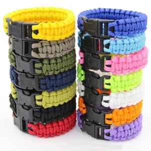 Paracord Survival Bracelet Wristband Military Emergency Camping Hiking Rescue - Picture 1 of 19
