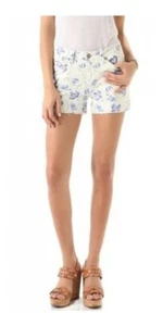 NWT PAIGE Women's Sophie Alice Floral Denim Shorts - Size 32 - Picture 1 of 3