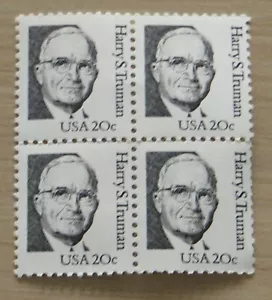 US 4 Block of stamps #15-1862 - 20¢ HARRY S. TRUMAN 1980 - Picture 1 of 4
