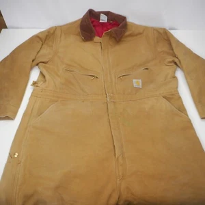 Vtg! CARHARTT Duck Lined Insulated Carpenter COVERALLS Men's 58 Reg Made in USA - Picture 1 of 12