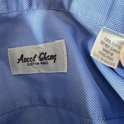 Ascot Chang Shirt Mens Medium L/XL Blue Cotton Button Up - Image 1 of 4