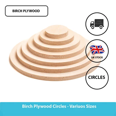 Birch Plywood Ply Sheet Circles 3mm up to 60cm Diameter / Round Wooden Circle - Image 1 of 4
