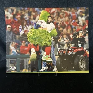 Jason Kelce & Phillie Phanatic NLCS Dual Autographed Signed 11x14 Photo PSA COA - Picture 1 of 6