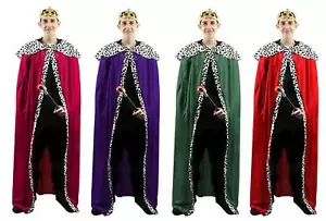 Deluxe Kings Robes Cloak Nativity 3 Wise Men Medieval Cape & Crown Fancy Dress - Picture 1 of 8