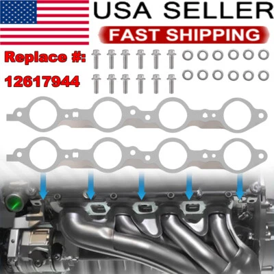 2 X Exhaust Manifold Header Gaskets with Bolts for Chevy GMC LS1 4.8 5.3 5.7 6.0 - Изображение 1 из 4