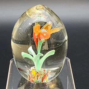 Vidrio soplado floral naranja flor escultura arte vidrio pisapapeles regalo - Imagen 1 de 6