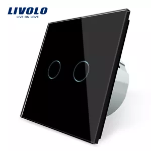Livolo Touch Glas Schwarz Lichtschalter Steckdose Doppelt TouchSchater mit LED - Bild 1 von 10
