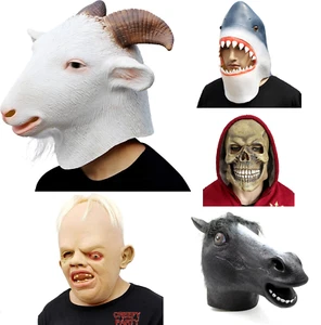 CreepyParty Latex Full Head Masks Horse - Sloth - Goat - Skull - Shark Hallowee - Picture 1 of 23