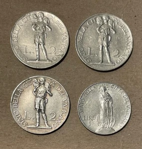 Vatican - (4) Coins 1931-1937 Nickel 1 & 2 Lire - Popular - Picture 1 of 2