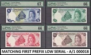 Cayman Islands 1971 PASSENDES NIEDRIGES A/1 000018 Set $ 1, 5, 10, 25 EDELSTEINE UNC PMG 66 EPQ - Bild 1 von 5