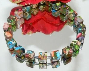 Armband Würfel Cube Edelstein Picaso Jaspis mehrfarbig Hämatit silber 214v - Bild 1 von 5