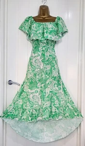 BE YOU size 16 NEW green floral dipped hem off shoulder summer dress paisley - Picture 1 of 5