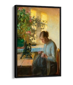 ANNA ANCHER, NÄHMÄDCHEN - SCHWEBENEFFEKT LEINWANDKUNST BILDDRUCK - Bild 1 von 12