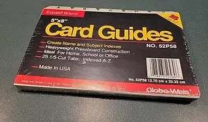 Globe-Weis 5" x 8" Card Guides A-Z - 52P58 - Brand New Sealed, Heavy Weight! - Picture 1 of 6