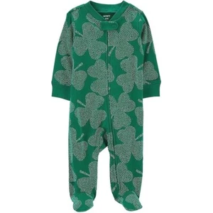 CARTER'S NEWBORN BABY BOY GIRL 1PC CLOVER SHAMROCK PRINT FOOTED SLEEPER PAJAMAS - Picture 1 of 2
