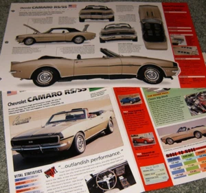 1968 Camaro RS/SS Convertible Spec Info Poster Original Brochure Ad 68 Chevy - Picture 1 of 1
