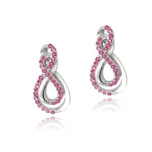 925 Silver Lab Created Ruby Intertwined Infinity Earrings - Picture 1 of 3