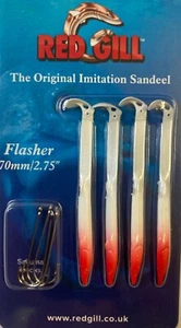 INTERMITENTE BRANQUIAL ROJO - BLANCO CABEZA ROJA 70mm (2.75") - 4 piezas - SEÑUELO DE PESCA MARÍTIMA - Imagen 1 de 1