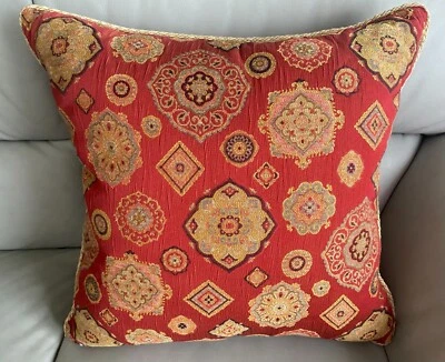 Ethan Allen Fabric Throw Pillow 18" x 18" Feather Insert - Image 1 of 4