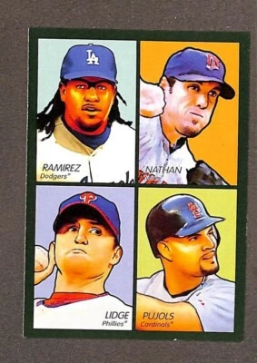 2009 Goudey 4-in-1 Green #35-88 Manny Ramirez Joe Nathan Lidge Albert Pujols - Image 1 of 3