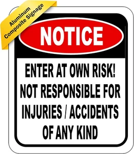 HINWEIS Betreten auf eigene Gefahr Nicht verantwortlich für Verletzungen oder Unfälle Schild - Cautio - Bild 1 von 12