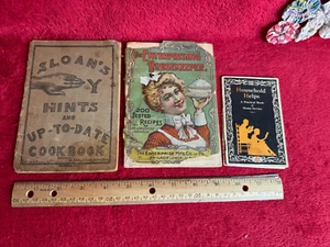 Lot of 3 Vtg Mini Cookbooks 1901 1902 and 1935 Sloan's and More AS IS - Picture 1 of 17
