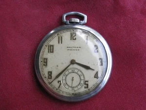 Orologio da tasca Waltham Premier Colonial 12s 17j base metallo - Foto 1 di 7