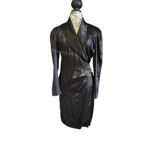 Zum Zum Black midi long sleeve wrap dress sz 7-8 90's y2k **read - Picture 1 of 10