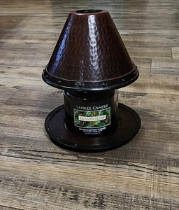 Yankee Candle Brown Candle Jar Hood/Plate W/ Used Balsam & Cedar Candle.       R - Picture 1 of 8
