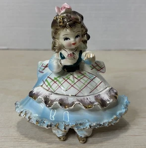 Arnart Figurine Girl in Chair Holding a Rose -Porcelain Japan Vintage Chip Hand - Picture 1 of 7