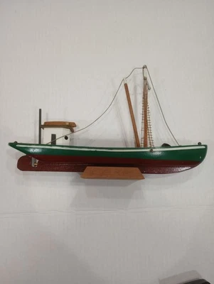 Винтажная деревянная модель рыбацкой лодки морской декор  - Изображение 1 из 4