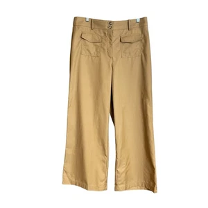 Loft NWT brown twill wide leg pants with front flap pockets 12P - Picture 1 of 11