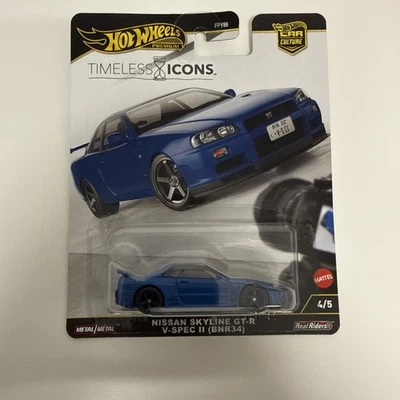 Hot Wheels Car Culture Timeless Icons Nissan Skyline GT-R R34 V-spec II BNR34 Foto 1 de 4