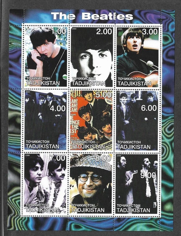 The Beatles Stamps sheet Pop Rock Music group Tadjikistan 2000 mnh - Image 1 of 1