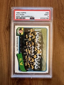1980 TOPPS #96 OAKLAND A'S TEAM PICTURE PSA 9 OTTIME CONDIZIONI - Foto 1 di 2