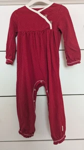 Burt's Bees Baby Size 18 Months Long Sleeve Pant Jumpsuit Red And White W/ Snaps - Picture 1 of 3