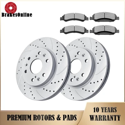 Комплекты передних сверленных тормозных дисков колодки подходят для Chevrolet Tahoe 2007-2014 с прорезями - Изображение 1 из 4