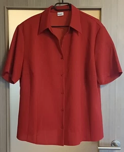 Delmod, Damen Bluse, Gr. 48, halbarm, rot, Schulterpolster - Bild 1 von 3